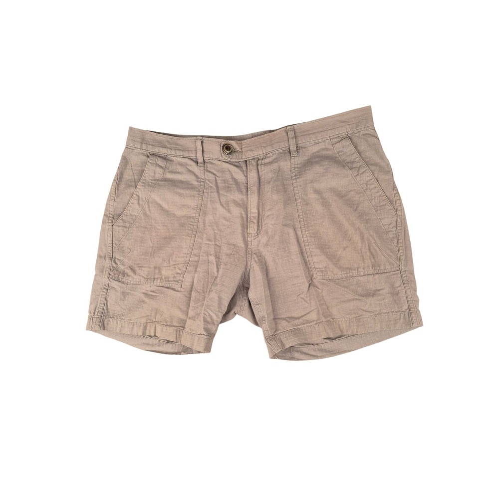 Corridor NY Mens Khaki Tan Cotton Flat Front Casual Shorts Patch Pockets Sz 33